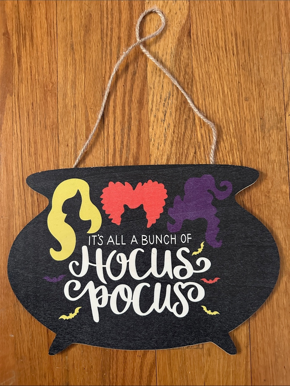 Halloween It’s All A Bunch of Hocus Pocus Hanging Wood Sign 8 x 12